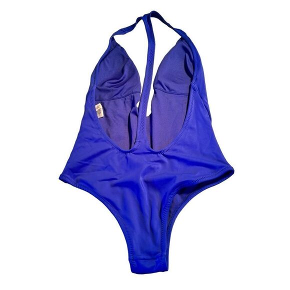 Peixoto Flamingo One Piece blue V neck halter back swimsuit S - Picture 6 of 9